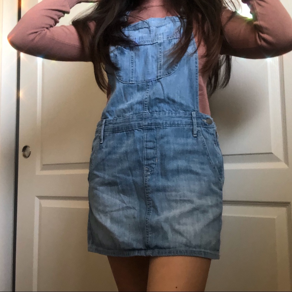 Denim skirt overalls